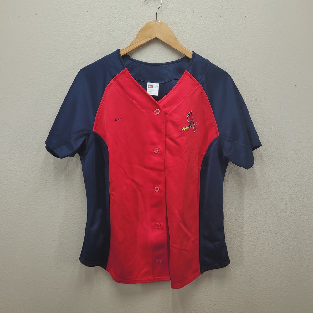 VTG Y2K Nike Cardinals Jersey Womens L Embroidered Button Up
